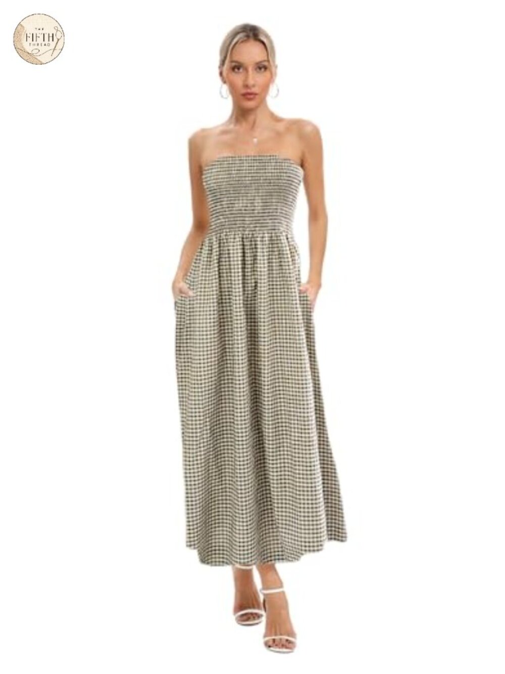 Strapless Smocked Flowy Swing Boho Maxi Dress Tube Top Beach Sundress
